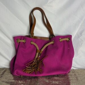 Michael Kors Pink Tote Bag with Brown Accents